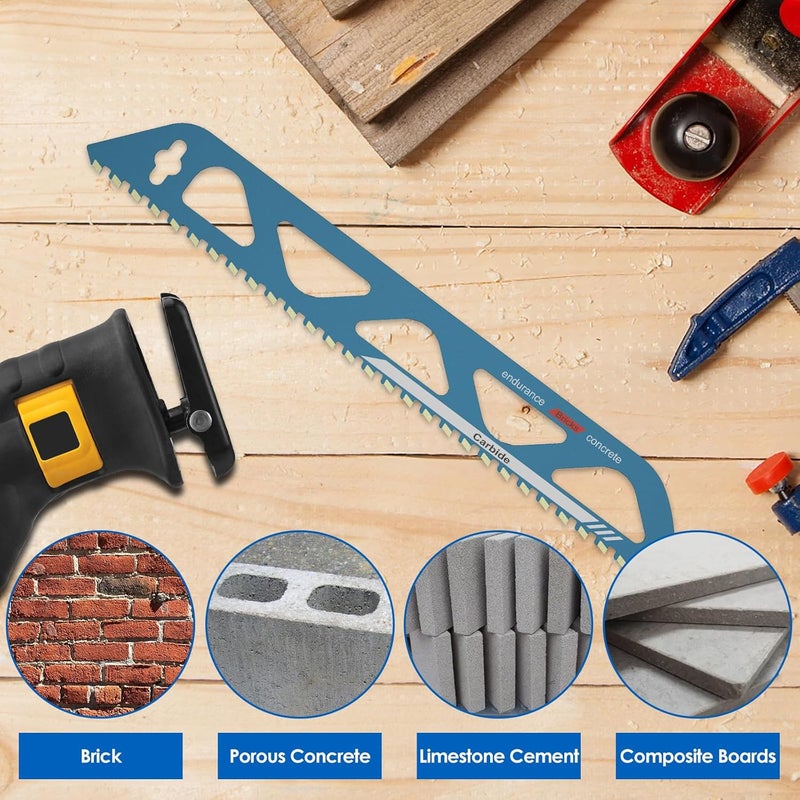 LAINIUTE Reciprocating Saw Blades, 10/12/18/20inch Universal Masonry Tools, Alloy Steel Brick Concrete Cutting Recip Saw Blade, Demolition Saw Blade for Cutting Brick, Cement, Cinder Block (18-inch) - Image 2